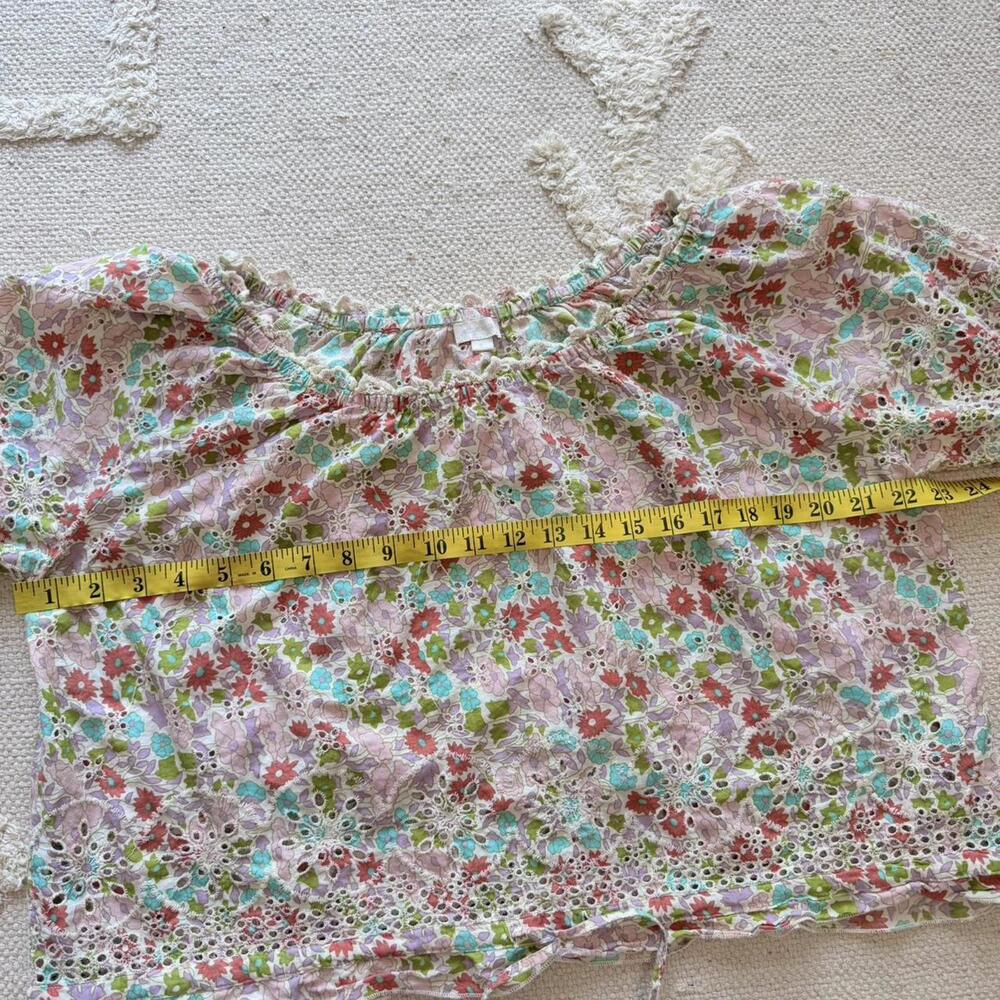 Jennifer & Grace Floral Eyelet Peasant Top – Size L - Picture 5 of 8